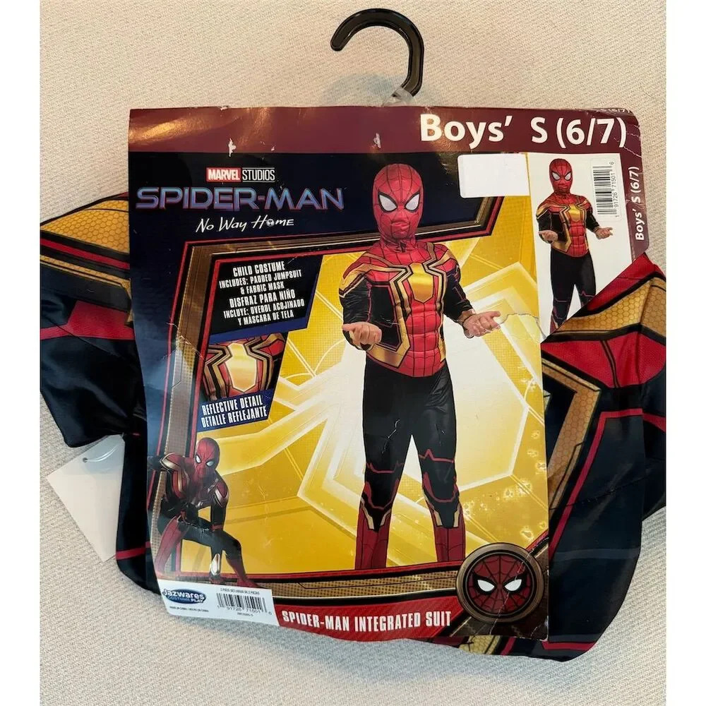 Marvel Miles Morales Spider-Man No Way Home Boys' Costume Size 6-7 2 Piece Set
